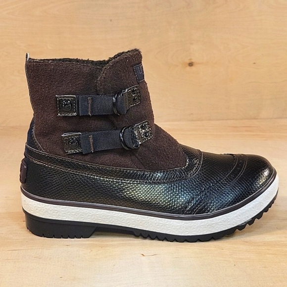 UGG Shoes - Ugg Marrais Waterproof Embossed Bronze Metallic Leather Adjustable Strap Boots